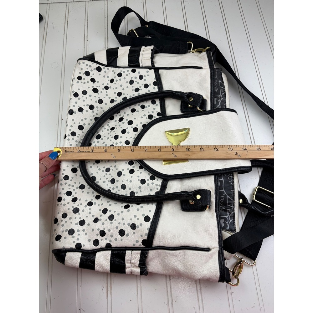 Betsey Johnson Vintage Y2K White Polka Dot Bow Diaper Bag Crossbody Purse - Picture 10 of 14